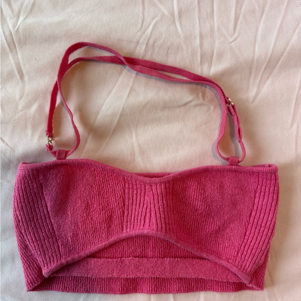 Jacquemus Vibrant Pink Knit Bandeau Top